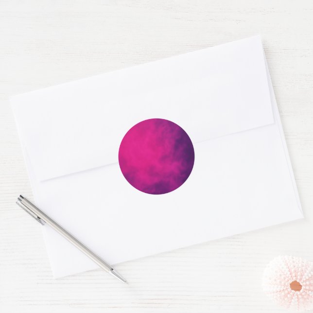 Neon Pink Smoke Round Sticker – Customizable (Envelope)