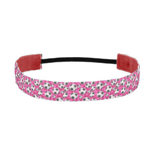 Neon Pink Soccer Balls Athletic Headband
