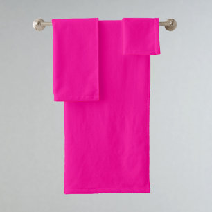 Neon Pink Solid Color Bath Towel Set