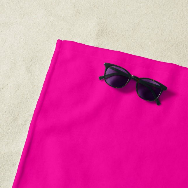 Neon Pink Solid Color Beach Towel (In Situ)