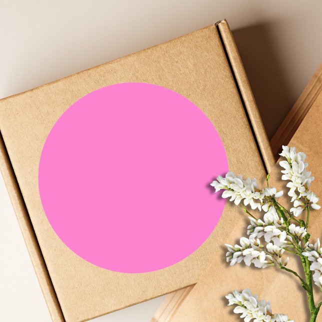 Neon Pink Solid Color | Classic Classic Round Sticker (Creator Uploaded)