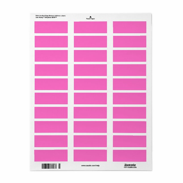 Neon Pink Solid Color | Classic Label (Full Sheet)