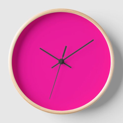 Neon Pink Solid Color Clock