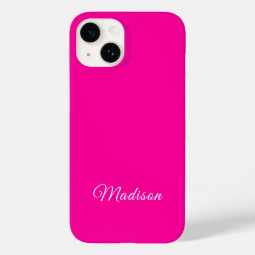 Neon Pink Solid Color Custom Name Case_Mate iPhone 14 Case