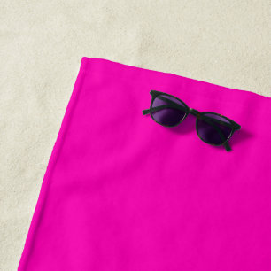 Neon Pink Solid Color Customize It Beach Towel