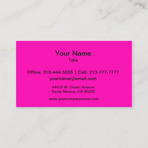 Neon Pink Solid Color Customize It Business Card