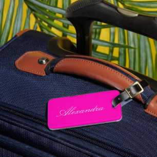 Neon Pink Solid Color Customize It Luggage Tag