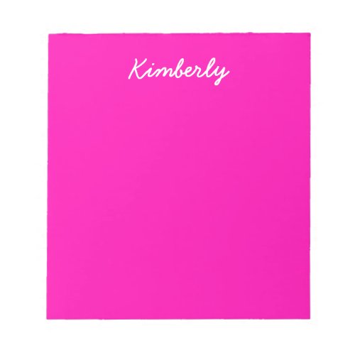 Neon Pink Solid Color Customize It Notepad
