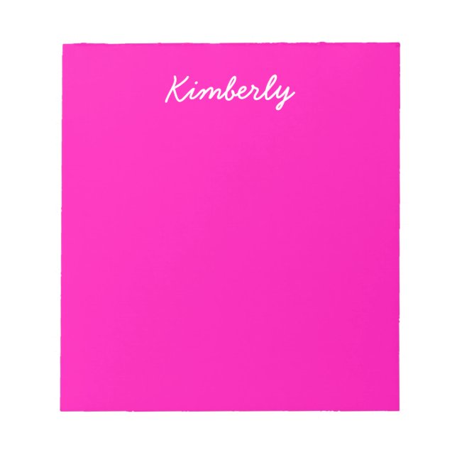 Neon Pink Solid Color Customize It Notepad (Front)