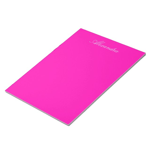 Neon Pink Solid Color Customize It Notepad (Angled)