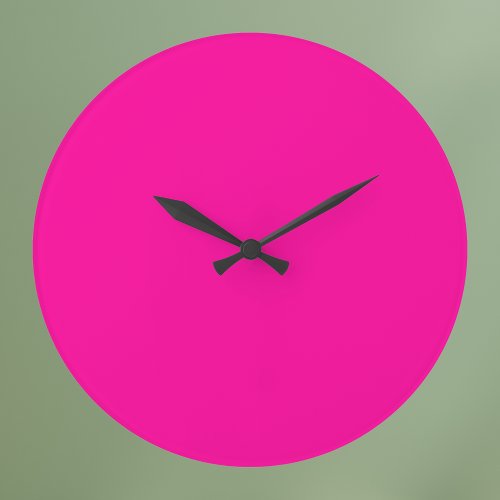 Neon Pink Solid Color Large Clock