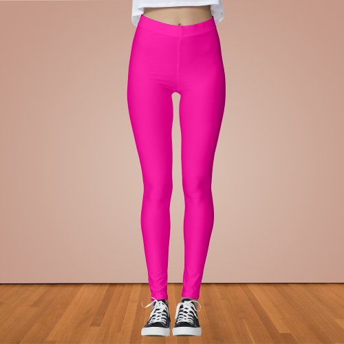 Neon Pink Solid Color Leggings