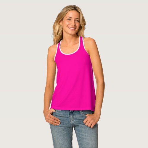 Neon Pink Solid Color Tank Top