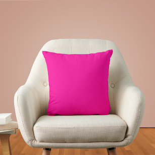 Neon Pink Solid Color  Throw Pillow