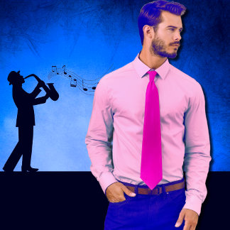 neon pink solid color tie