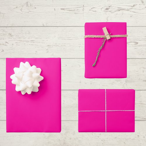Neon Pink Solid Color Wrapping Paper Sheets