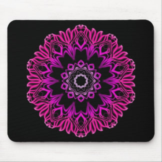 Neon Pink Space Flower Mouse Pad