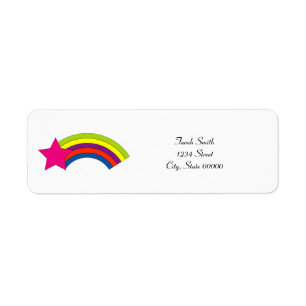 Neon Pink Star Rainbow Personalize Return Address Label