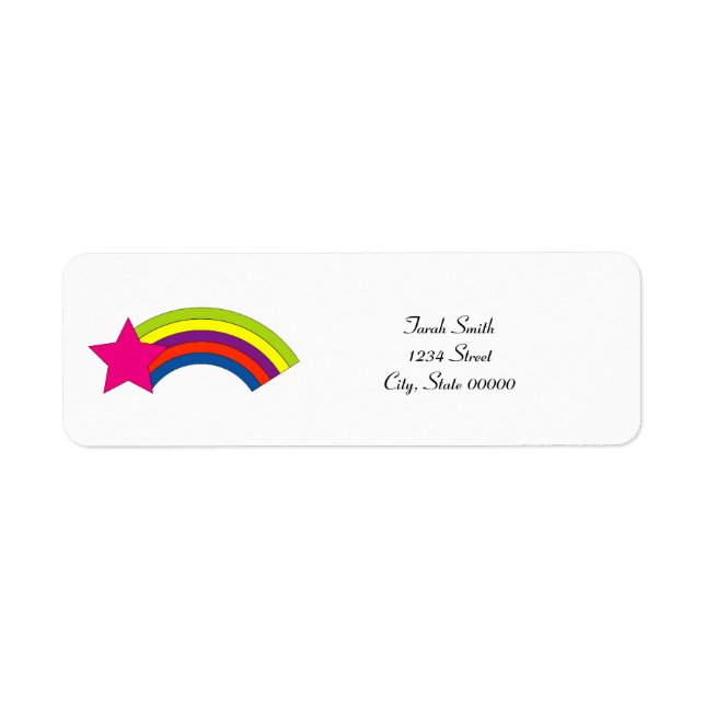 Neon Pink Star Rainbow Personalize Return Address Label (Front)