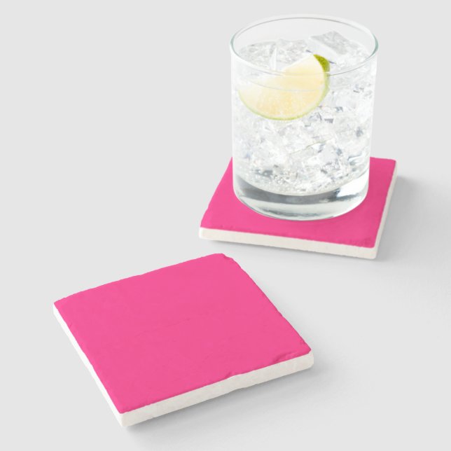 Neon Pink Stone Coaster – Customizable & Durable (Side)