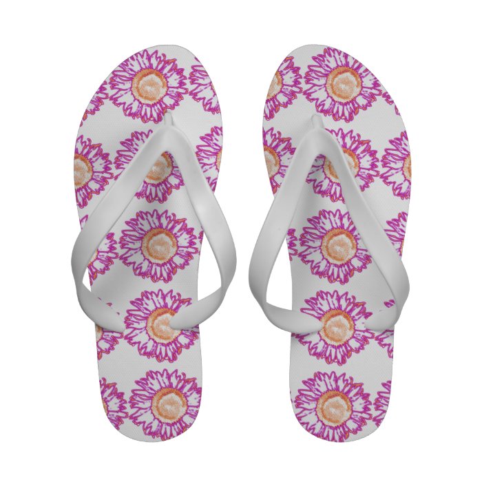 Neon Pink Sunflower Flip Flops