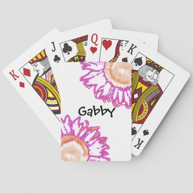 Neon Pink Sunflowers  Poker Cards (Back)