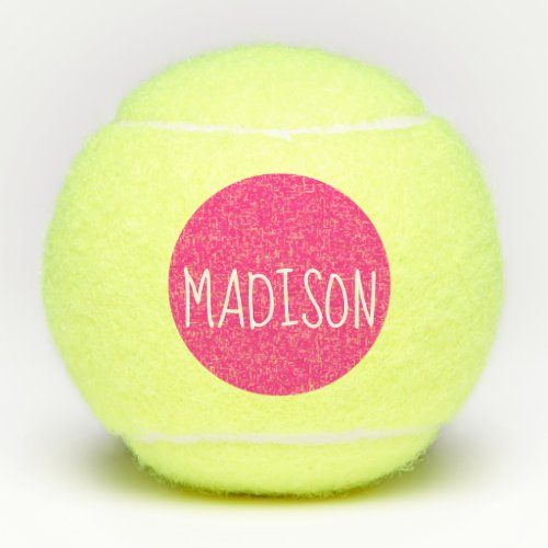 Neon Pink Super Cute Custom Name Tennis Balls