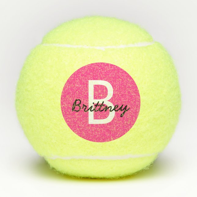 Neon Pink Super Girly Custom Name Tennis Balls (Front)