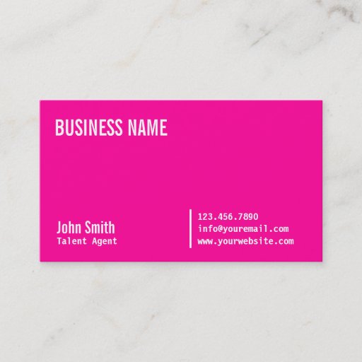 Customizable Neon Pink Talent Agent Business Card