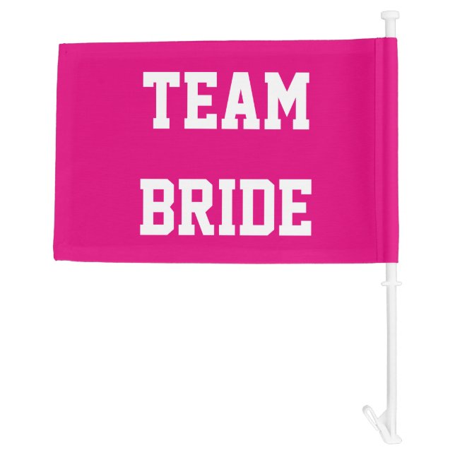 Neon pink team bride girls weekend car window flag (Back)