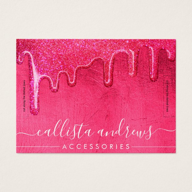 Neon Pink Thick Glitter Drips  Bracelet Display (Front)