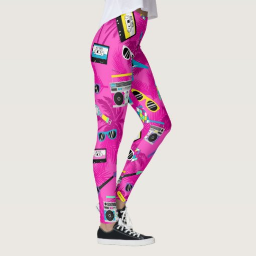 Neon Pink Trendy 80s Leggings Zazzle 2403