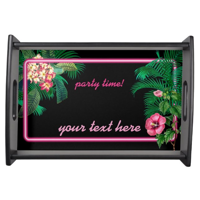 Neon Pink Tropical Botanicals Summer Serving Tray (Front)
