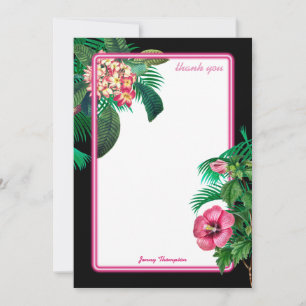 Neon Pink Tropical Botanicals Thank You Card