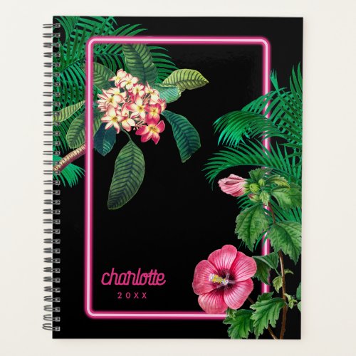 Neon Pink Tropical Botanicals Yearly Planner