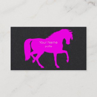 neon pink  trotting  horse in black