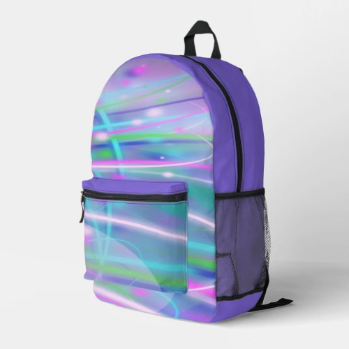 Neon Pink Turquoise Purple Abstract Printed Backpack