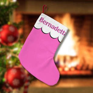 Neon Pink White 3D Elegant Name Personalized Small Christmas Stocking