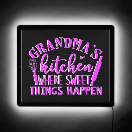Neon Pink White Grandmas Kitchen Mothers day Gift LED Sign