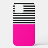 Neon Pink With Black and White Stripes