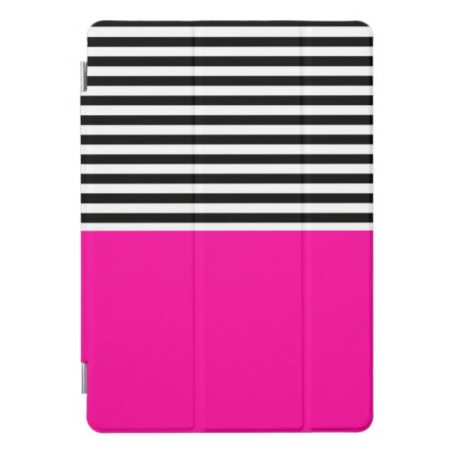 Neon Pink With Black and White Stripes iPad Pro Cover