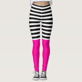 Bright Neon Pink and Green Horizontal Striped Leggings