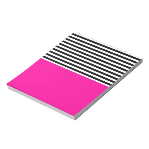 Neon Pink With Black and White Stripes Notepad