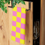Neon Pink Yellow Checkered Checkerboard Vintage Kitchen Towel<br><div class="desc">Neon Pink and Yellow Checkered Checkerboard | Vintage | Classic | Trendy | Stylish | Fashion | Minimal</div>