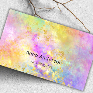 Neon Pink Yellow Purple Opal Stone Faux Gold Business Card