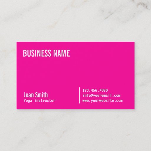 Customizable Neon Pink Yoga instructor Business Card