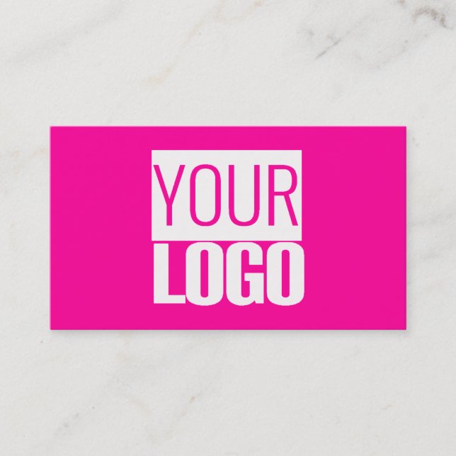 neon pink - your  logo&QR  code business card (Front)