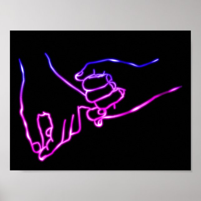 Neon Pinky Promise Minimal Line Art Cute Simple Poster (Front)