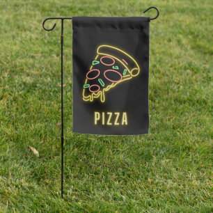 Neon Pizza Slice Yard Flag