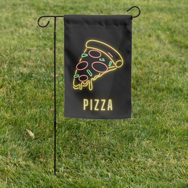 Neon Pizza Slice Yard Flag (In SItu)